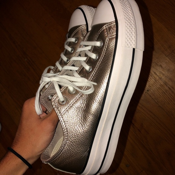 Converse Shoes | Converse Platform Gold Sneakers | Poshmark
